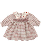 Quincy Mae Baby Callie Dress in Christmas Plaid flat lay
