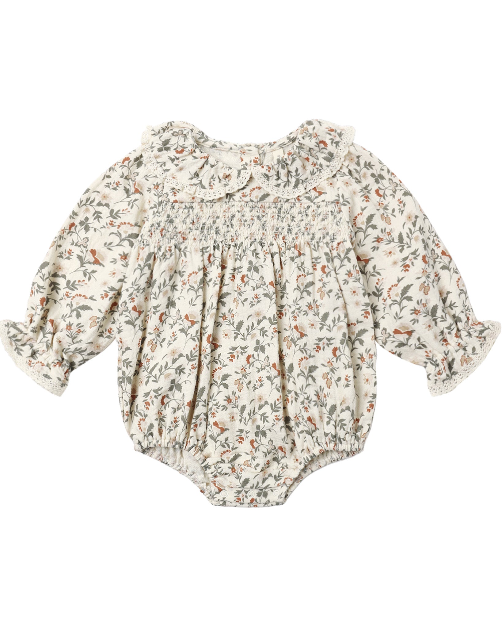 Quincy Mae Callie Romper in Holiday Floral Flat Lay