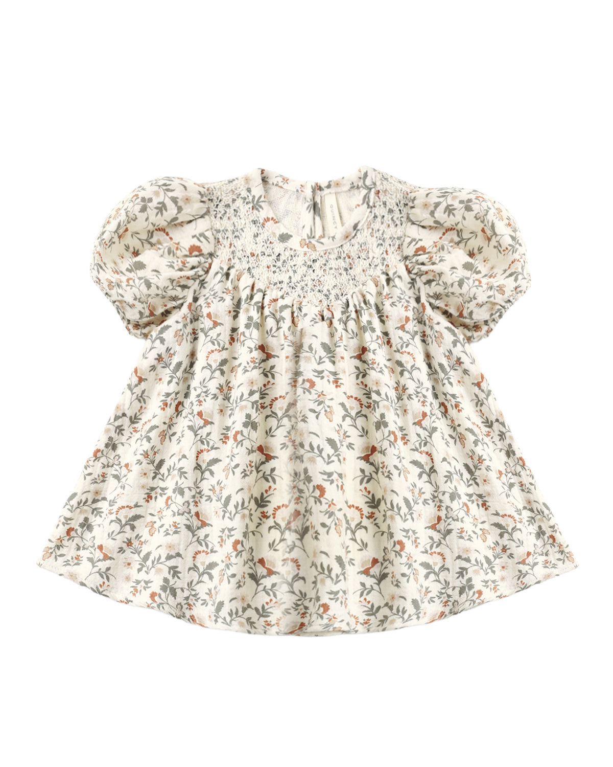 Quincy Mae Carina Baby Dress in Holiday Floral flat lay