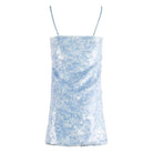 Lola and the Boys Blue Mini Paillette Dress back flat lay