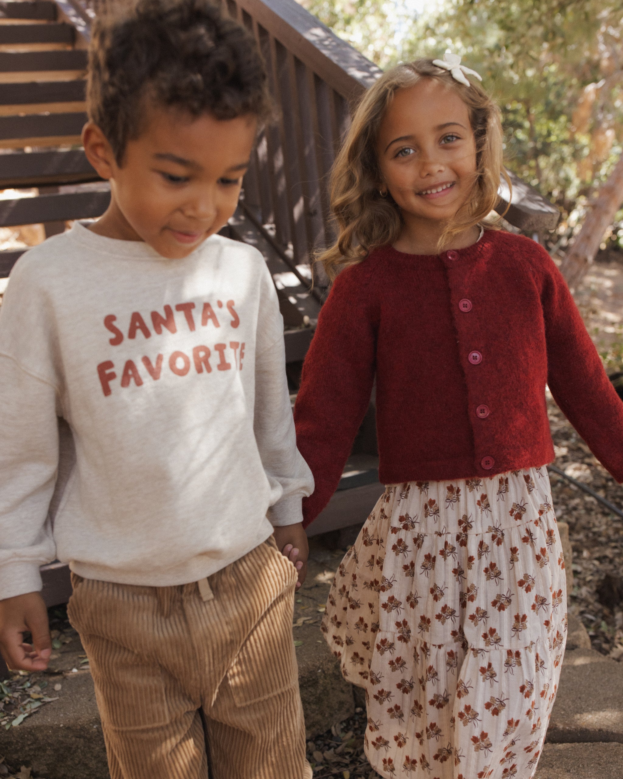 Lifestyle Model Portrait Rylee + Cru Relaxed Sweatshirt | Santa's Favorite Family Matching Holiday Apparel