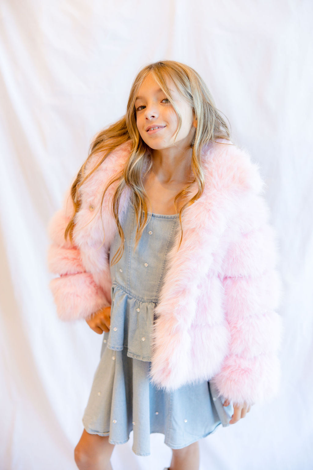Lola and the Boys Cotton Candy Gem Faux Fur 