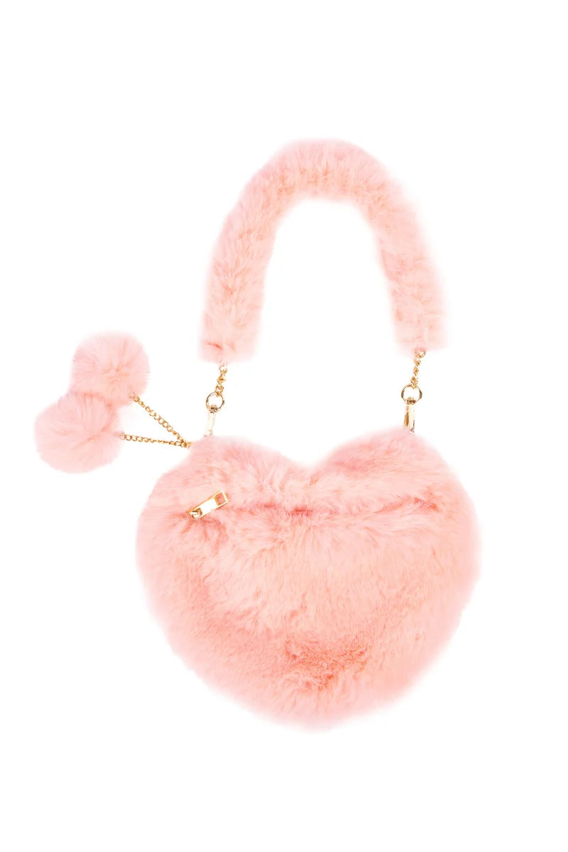 Furry Purse in "Peach Passion" from Great Pretenders flat lay