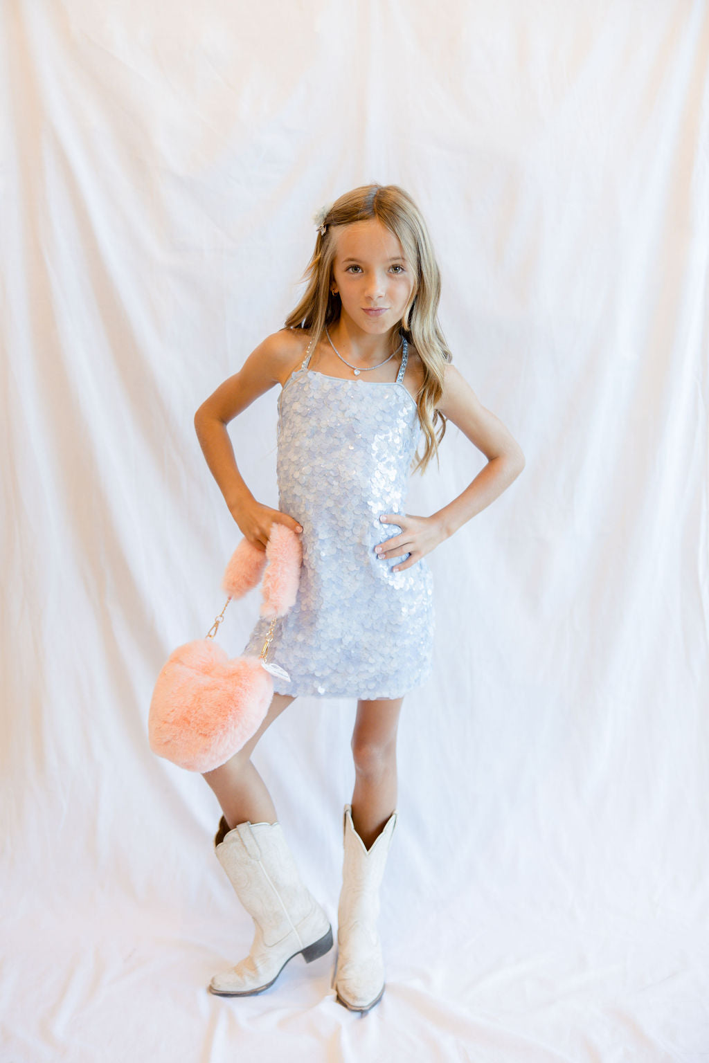 Furry Purse in "Peach Passion" from Great Pretenders flat lay