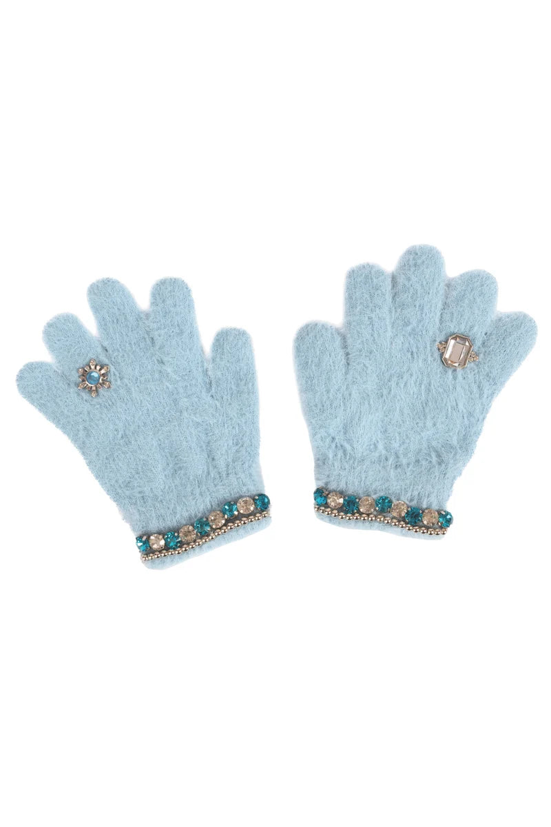 Great Pretenders Boujee Bijou Gloves in Light Blue Flat Lay