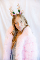 Holiday Rudolph Headband in Pink and Mint by Great Pretenders Flat Lay