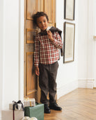 Noralee Harrison Button-Down in Holiday Tartan lifestyle model photo