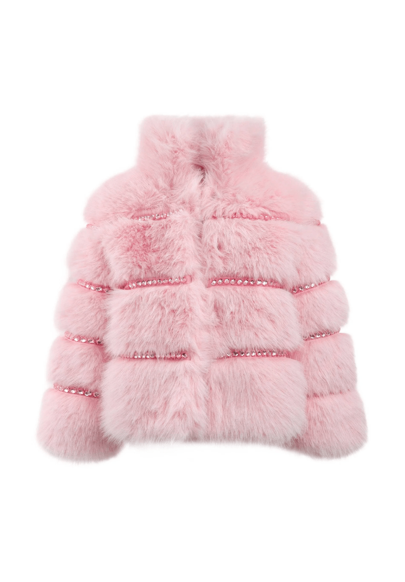 Lola and the Boys Cotton Candy Gem Faux Fur front flat lay