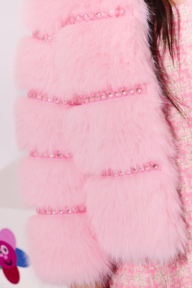 Details of the Lola and the Boys Cotton Candy Gem Faux Fur