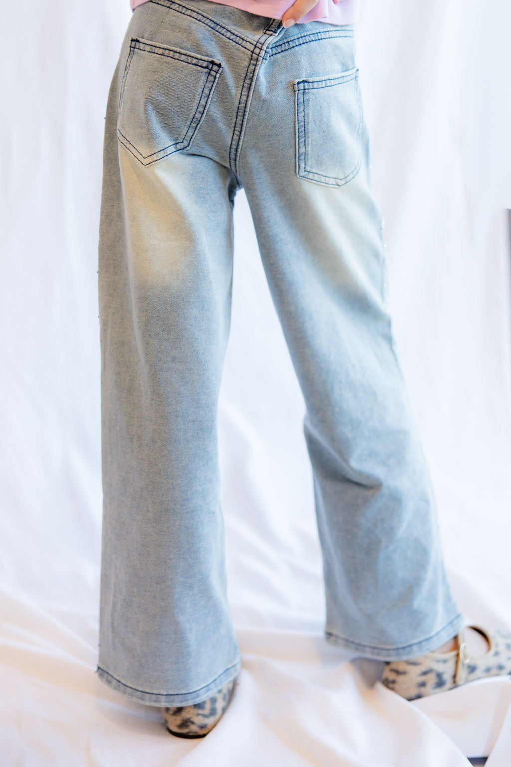 Lola and the Boys Sparkle Sweatpant Jeans Facing Back 