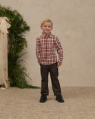 Noralee Harrison Button-Down in Holiday Tartan full length styled studio model photo