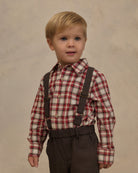Noralee Harrison Button-Down in Holiday Tartan studio model portrait 