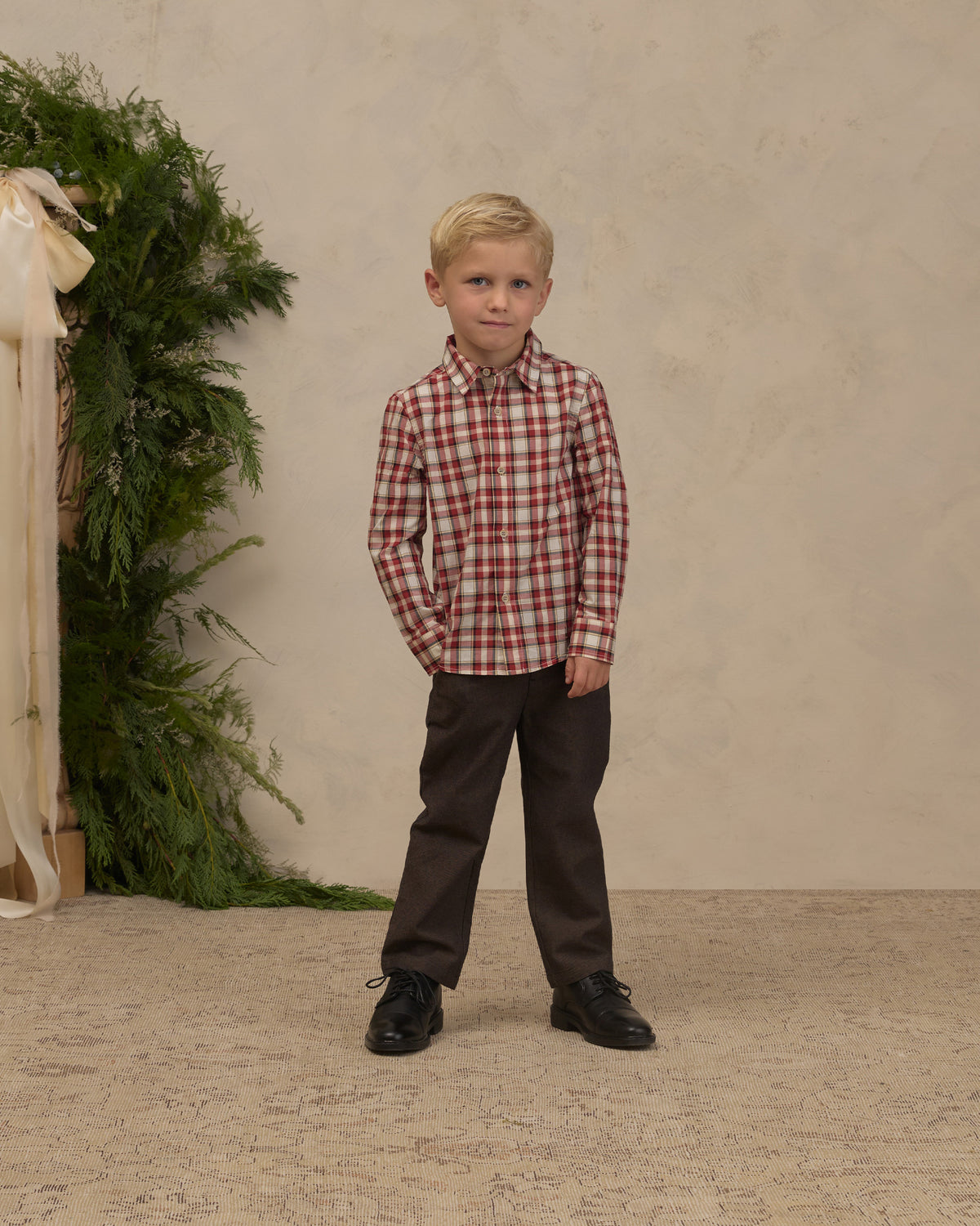 Noralee Harrison Button-Down in Holiday Tartan model photo