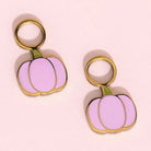 Hypoallergenic pink and gold pumpkin huggie hoop earring charm. Pierced Co. Pink Pumpkin Earring Charm
