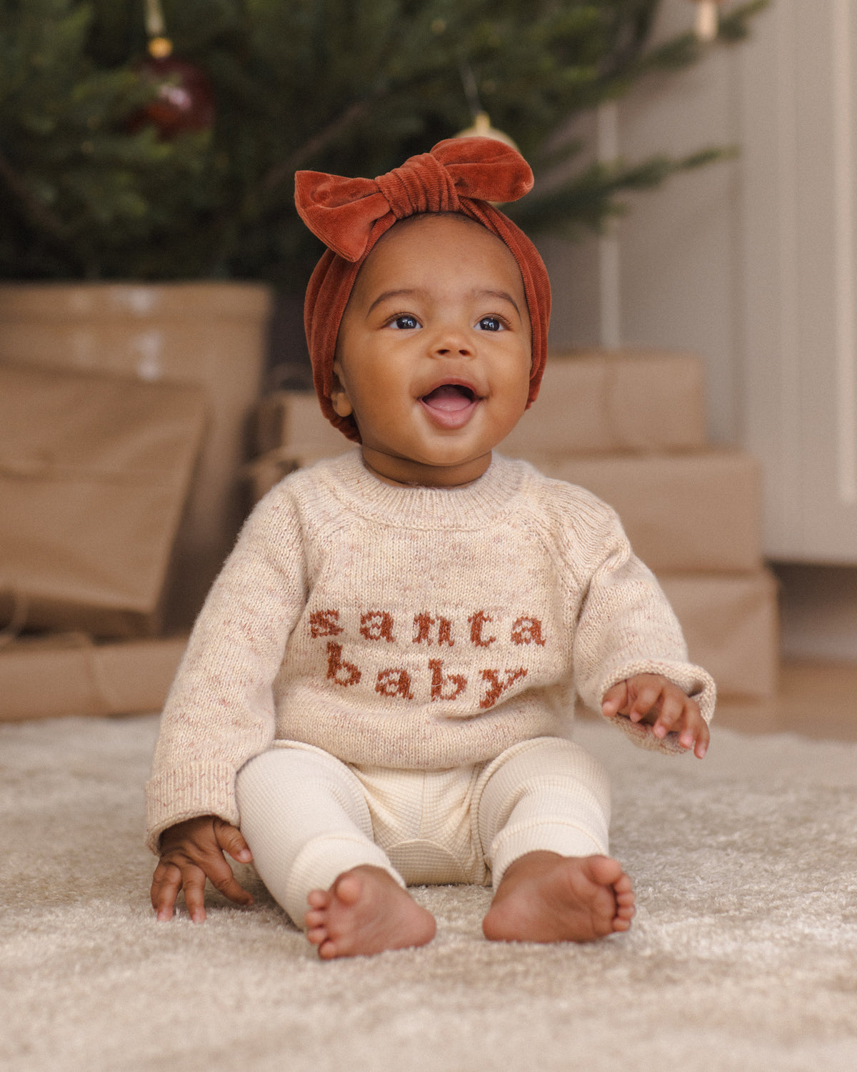 Knit Baby Toddler Sweater in Santa Baby lifestyle model photo
