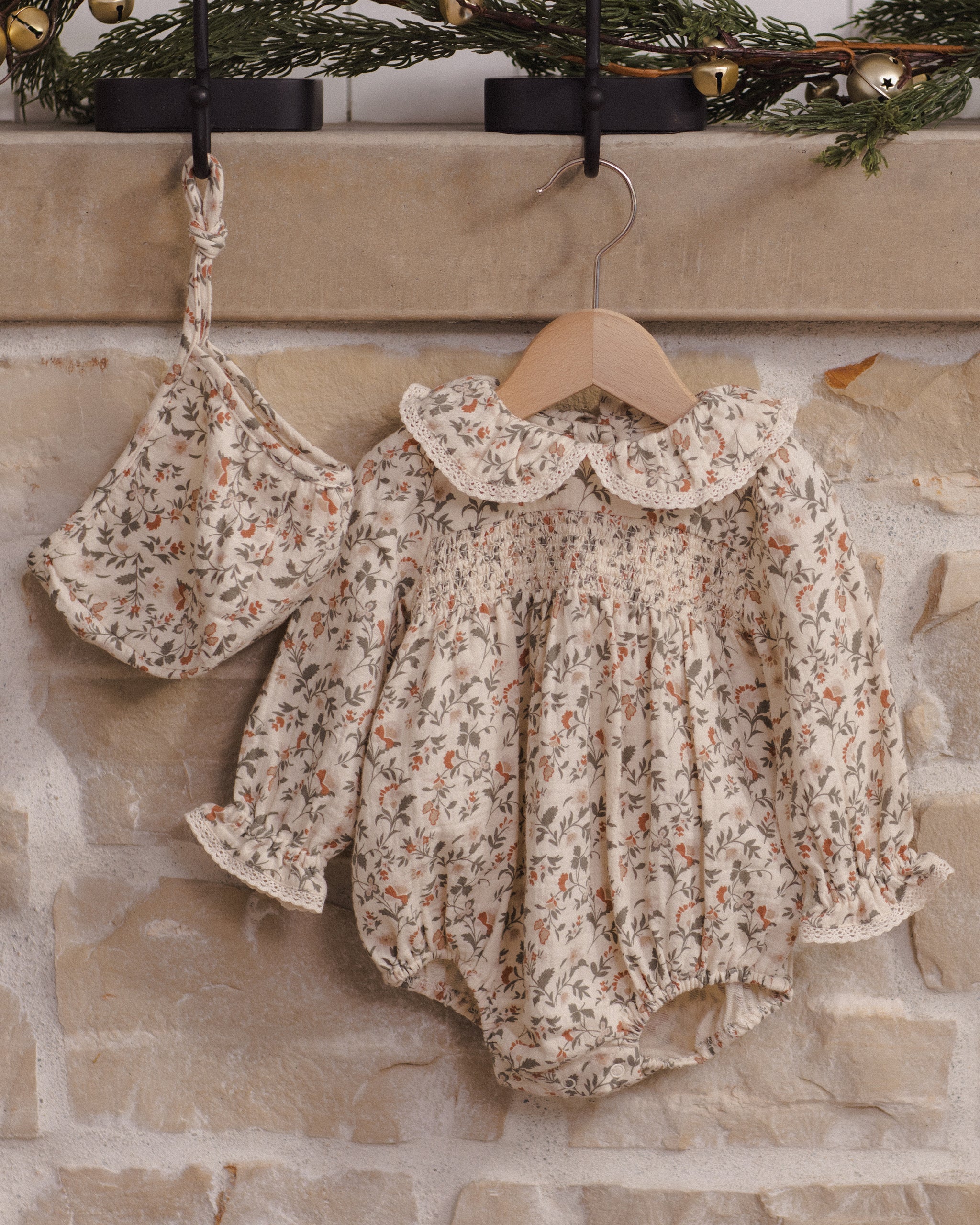 Quincy Mae Callie Romper in Holiday Floral styled outfit photo