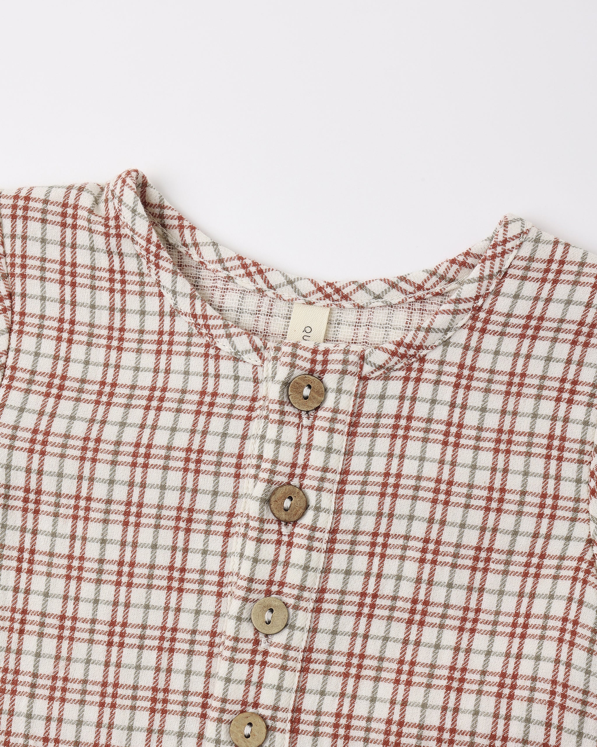 Quincy Mae Woven Baby Jumpsuit in Christmas Plaid