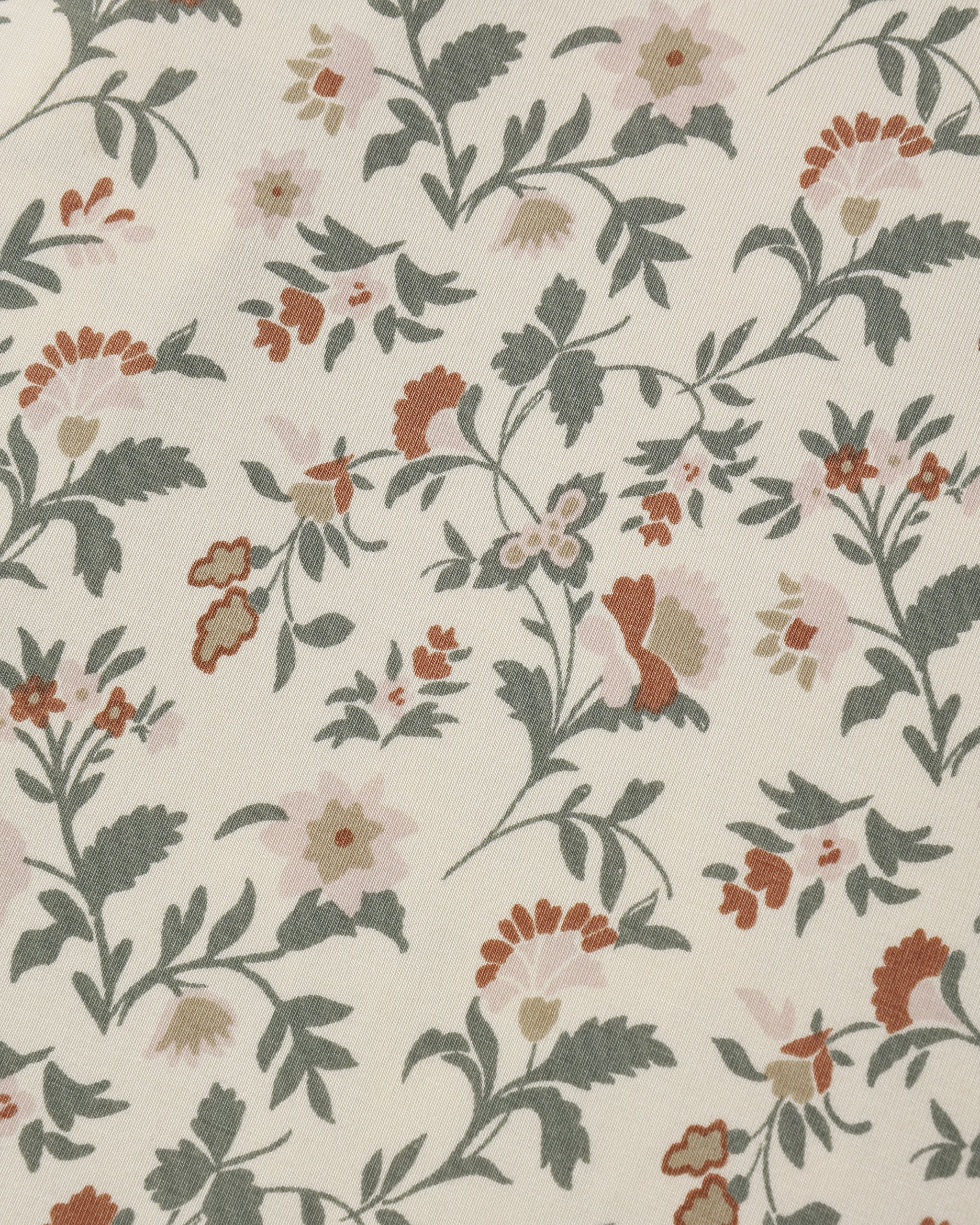 Close up details of Quincy Mae AW2026 Sleepwear "Holiday Floral" print