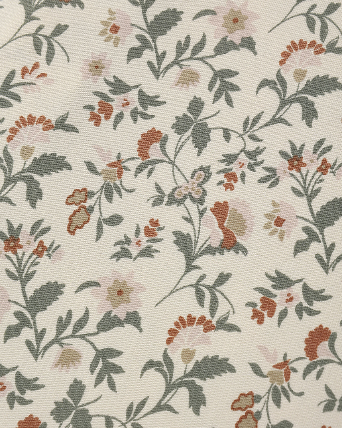 Close up details of Quincy Mae AW2026 Sleepwear "Holiday Floral" print