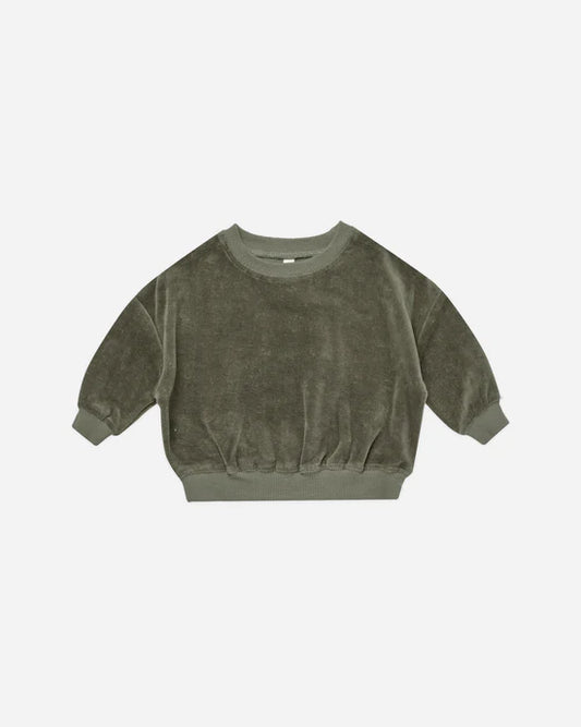 Velour Relaxed Sweatshirt || Forest
