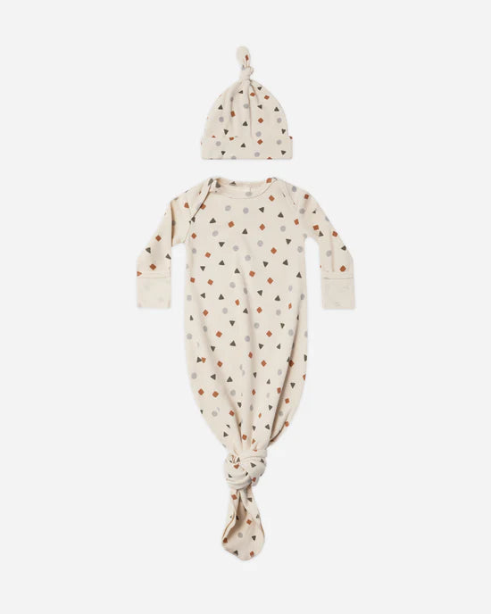 Knotted Baby Gown + Hat || Geo