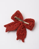 Quincy Mae Baby Crochet Bow in Redwood reverse side flat lay