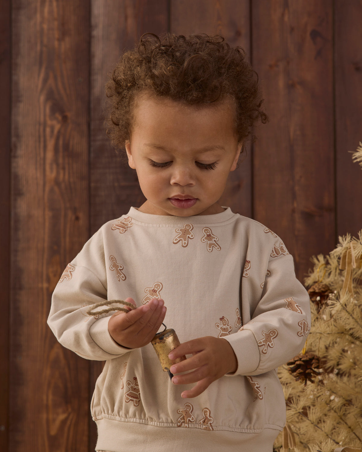 Quincy Mae Relaxed Fleece Baby Sweatshirt in Gingerbread studio model portrait