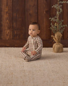 Studio photo Quincy Mae Bamboo Baby Zip Footie in Redwood Check