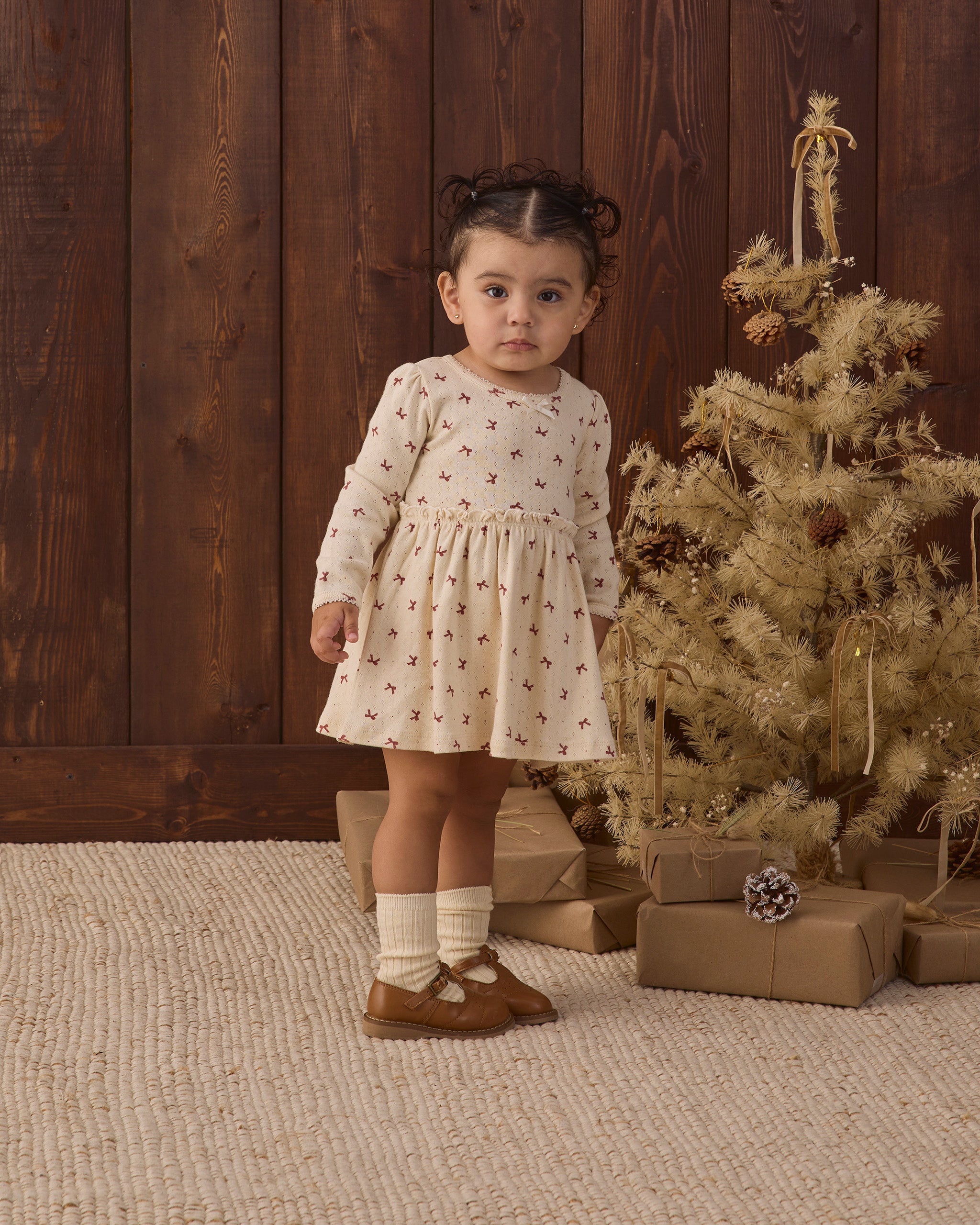 Quincy Mae Alda Dress in Red Bows full length studio model photo