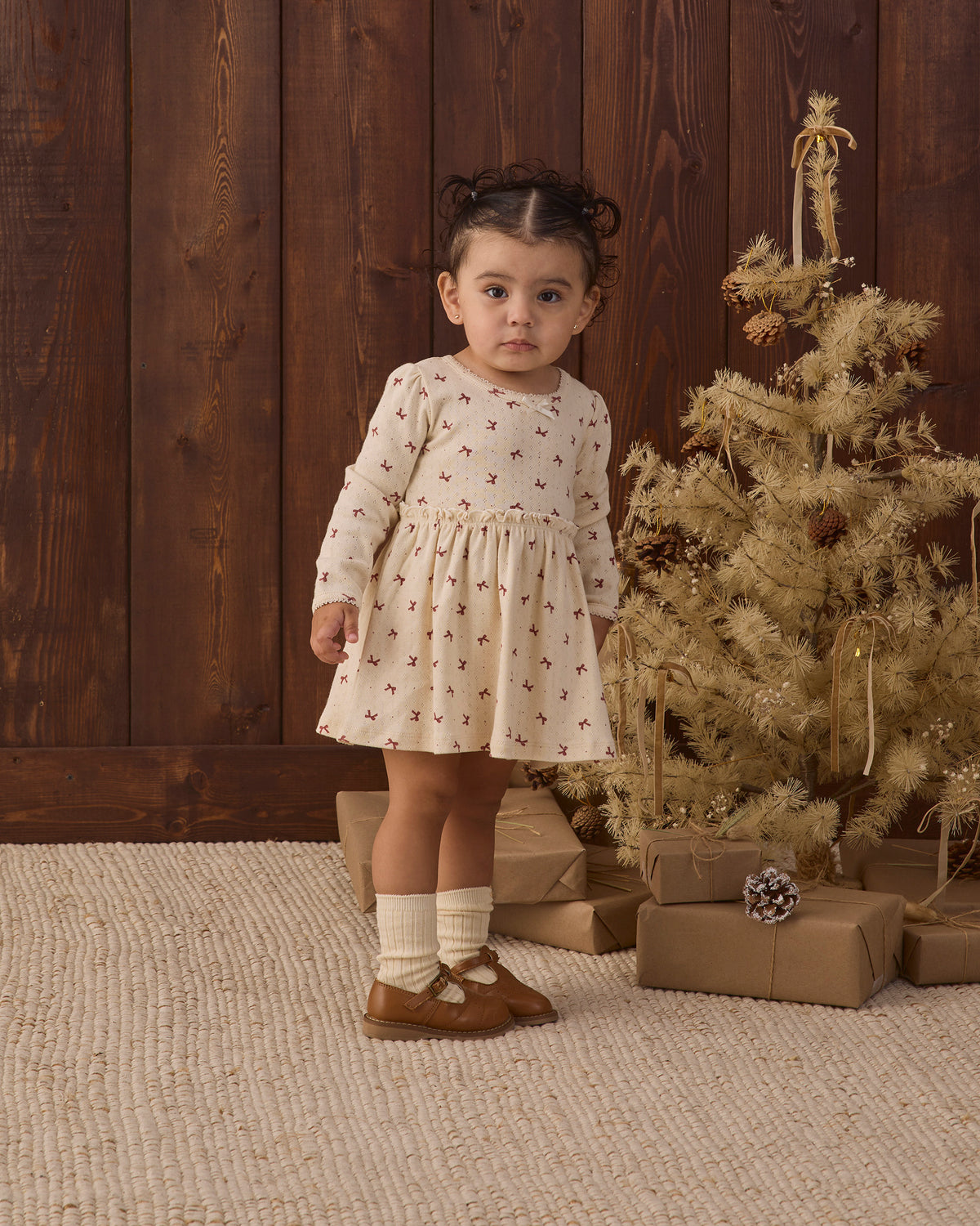 Quincy Mae Alda Dress in Red Bows full length studio model photo