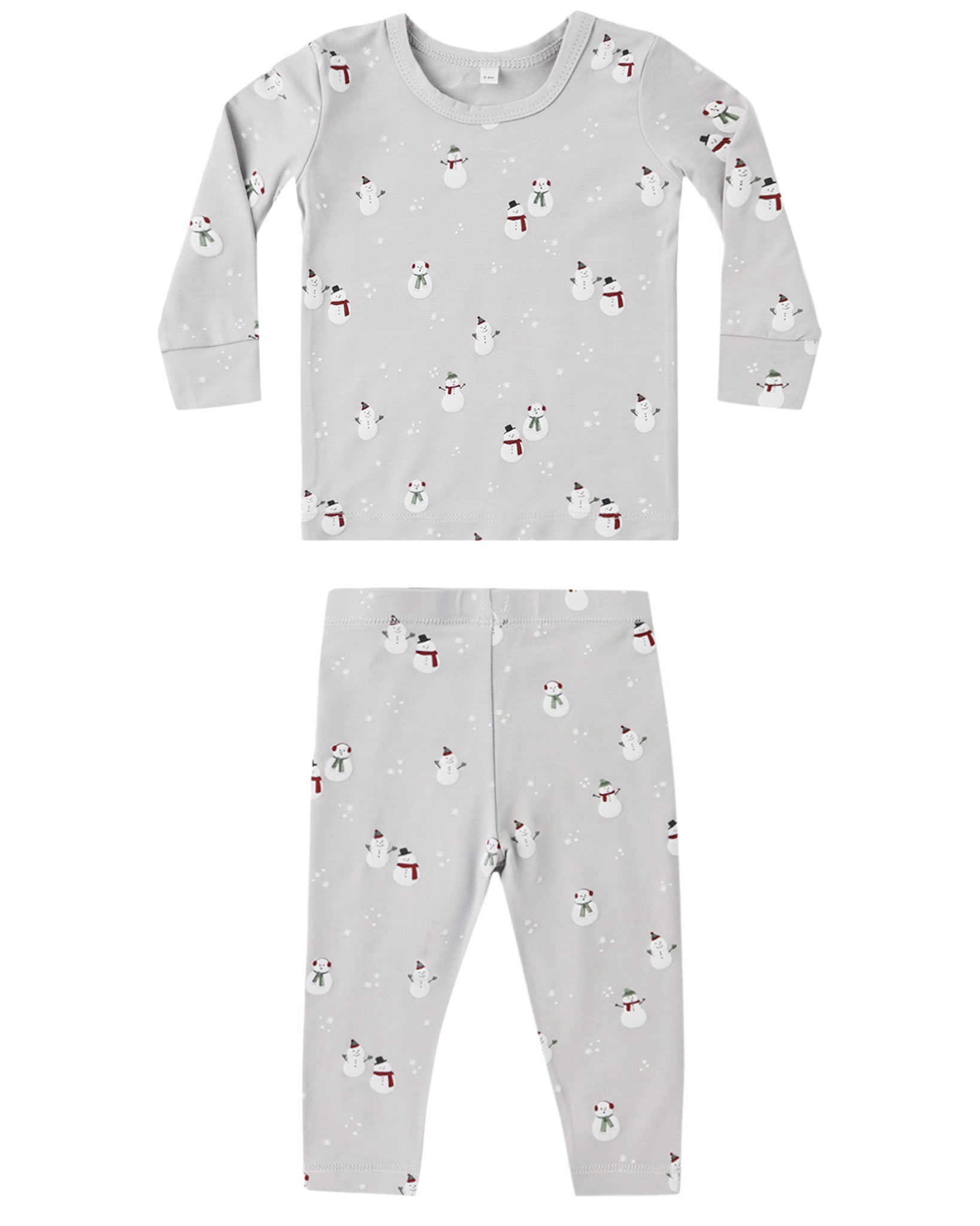 Quincy Mae Baby Bamboo Pajama Set in Snowman flat lay