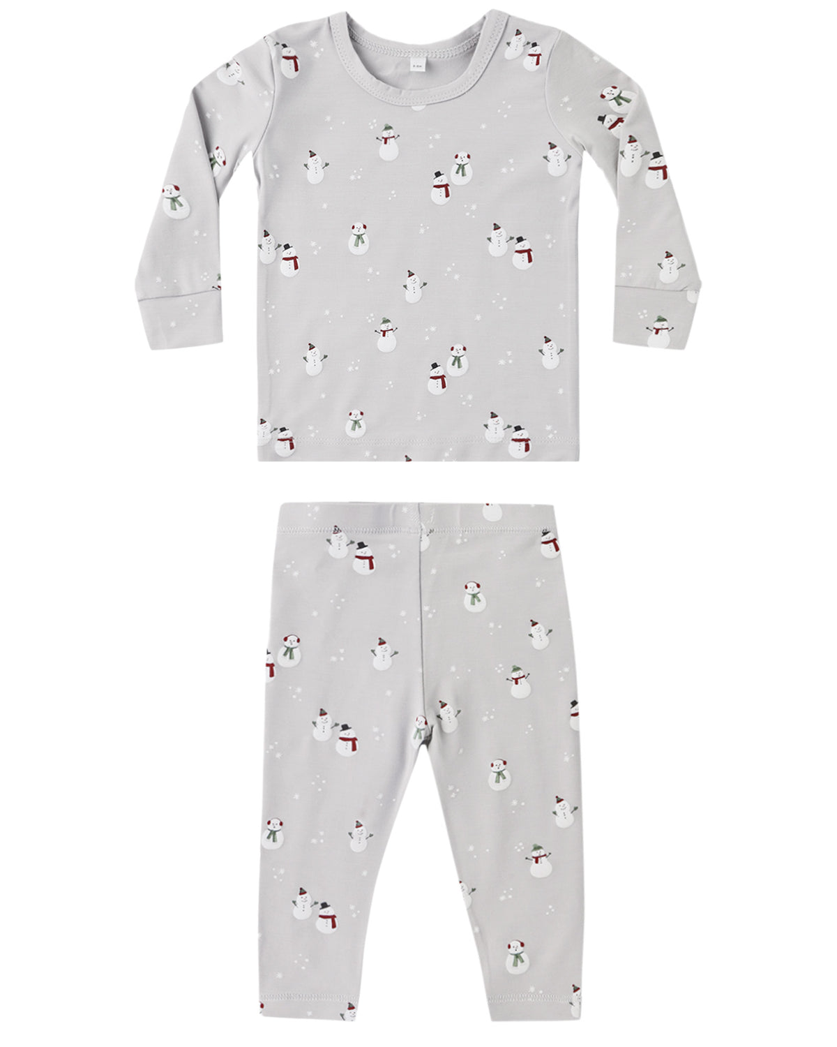 Quincy Mae Baby Bamboo Pajama Set in Snowman flat lay