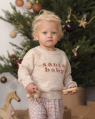 Lifestyle model photo baby Quincy Mae Baby Luca Pant in Christmas Plaid 