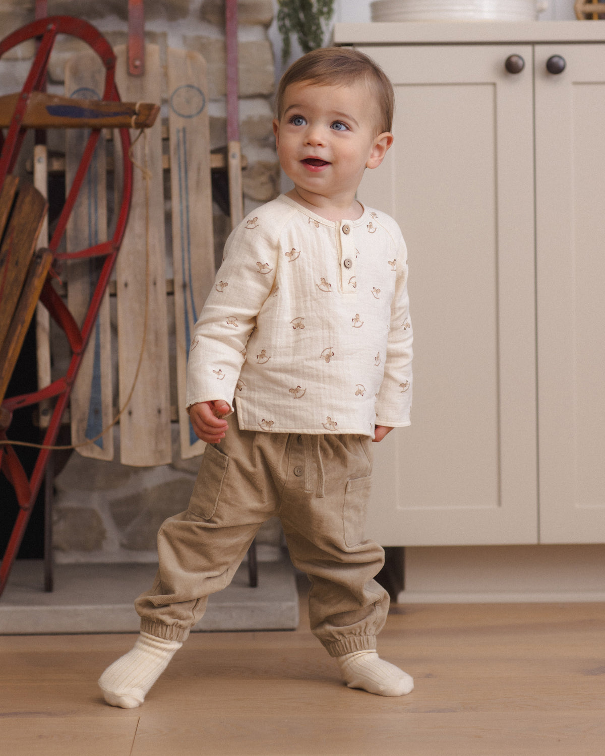 Quincy Mae Luca Pant in Latte full length model photo