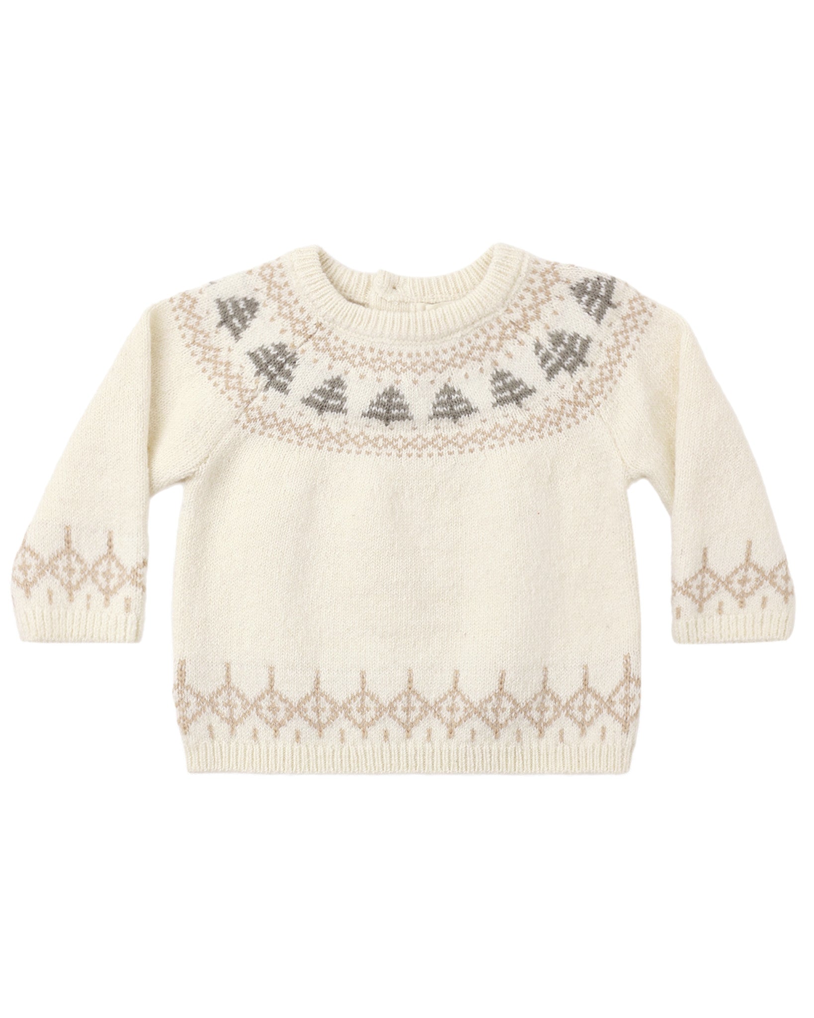 Quincy Mae Baby Rex Sweater in Tree Fair Isle Flat Lay