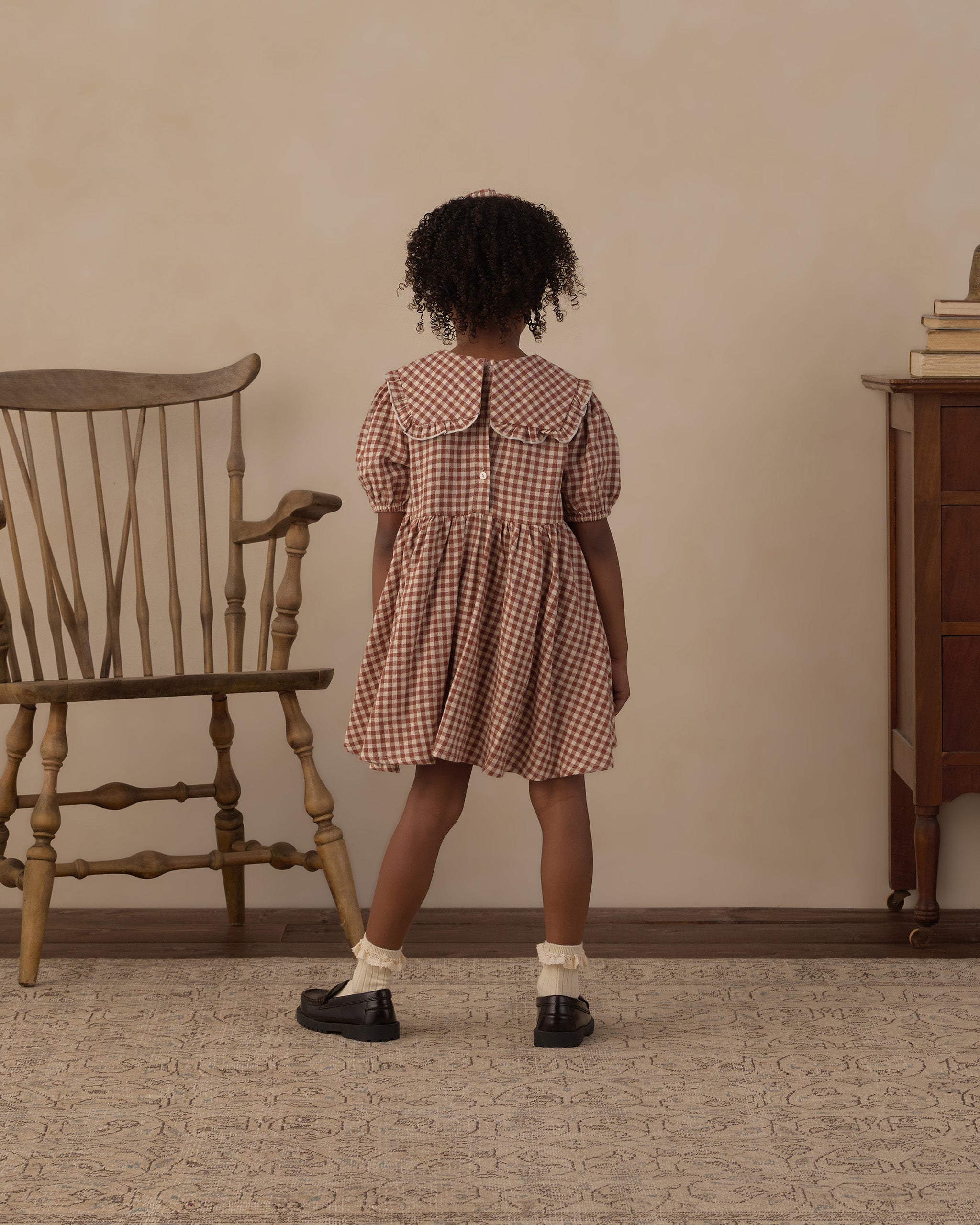 Rylee + Cru Camille Dress | Brick Check rear view model