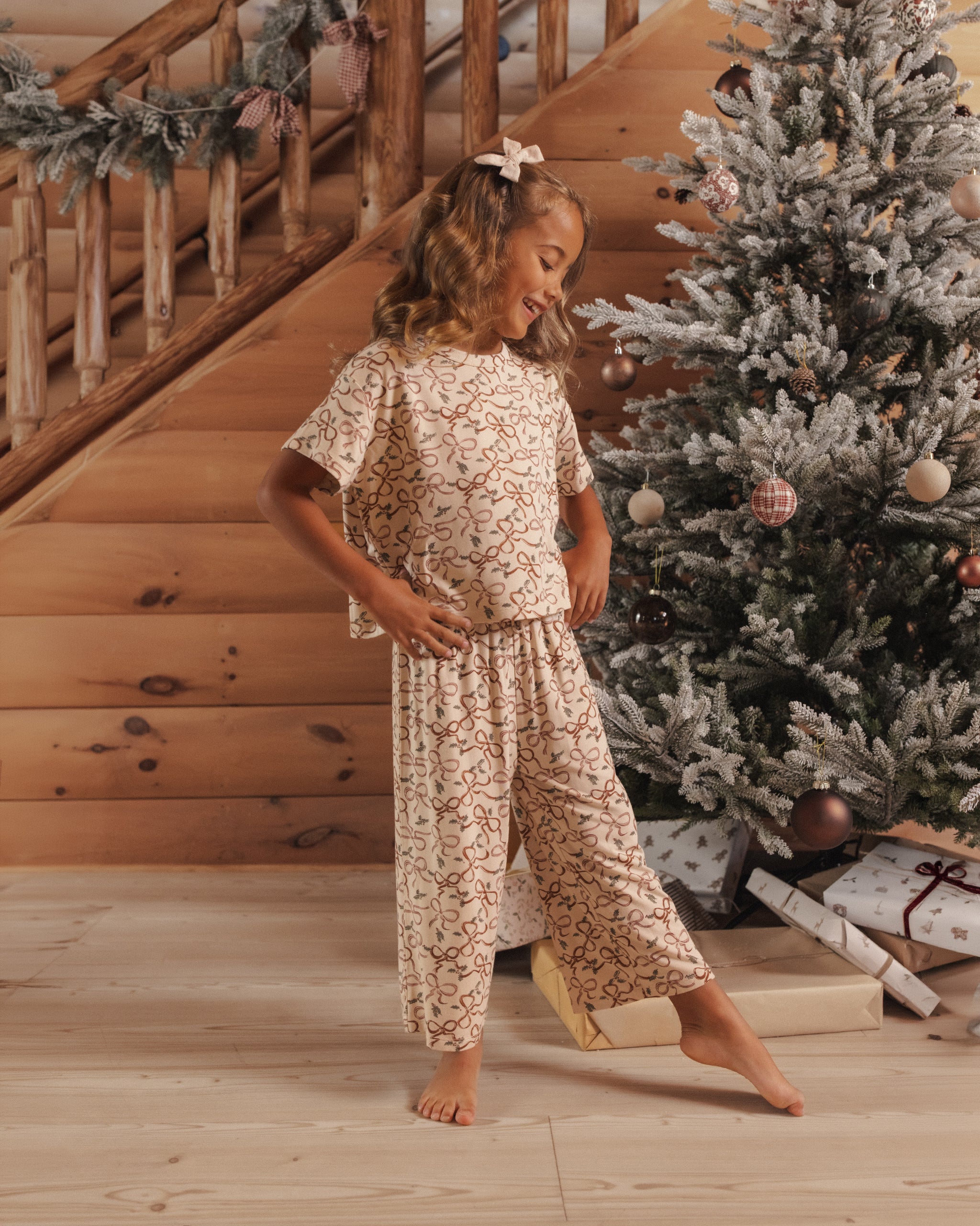 Rylee + Cru Girl's Ruthie Set | Ribbons  full length lifestyle model photo