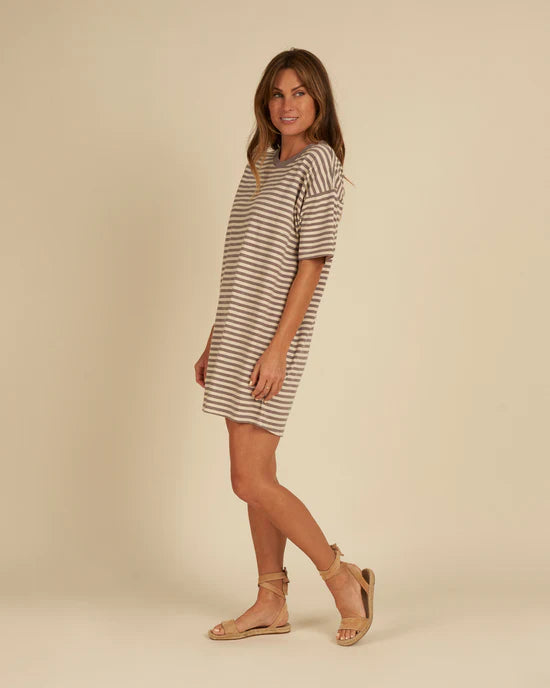 T-Shirt Dress I Charcoal Stripe