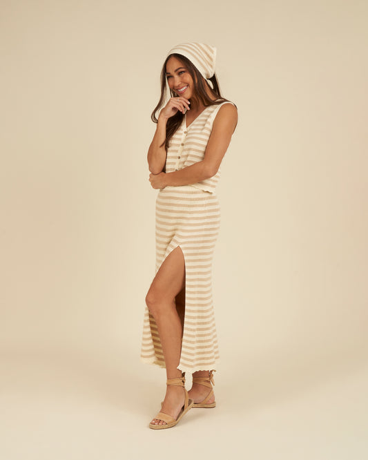 knit midi skirt | sand stripe
