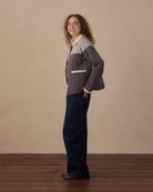 Rylee + Cru Women's Quilted Collar Jacket | Slate Floral side model view