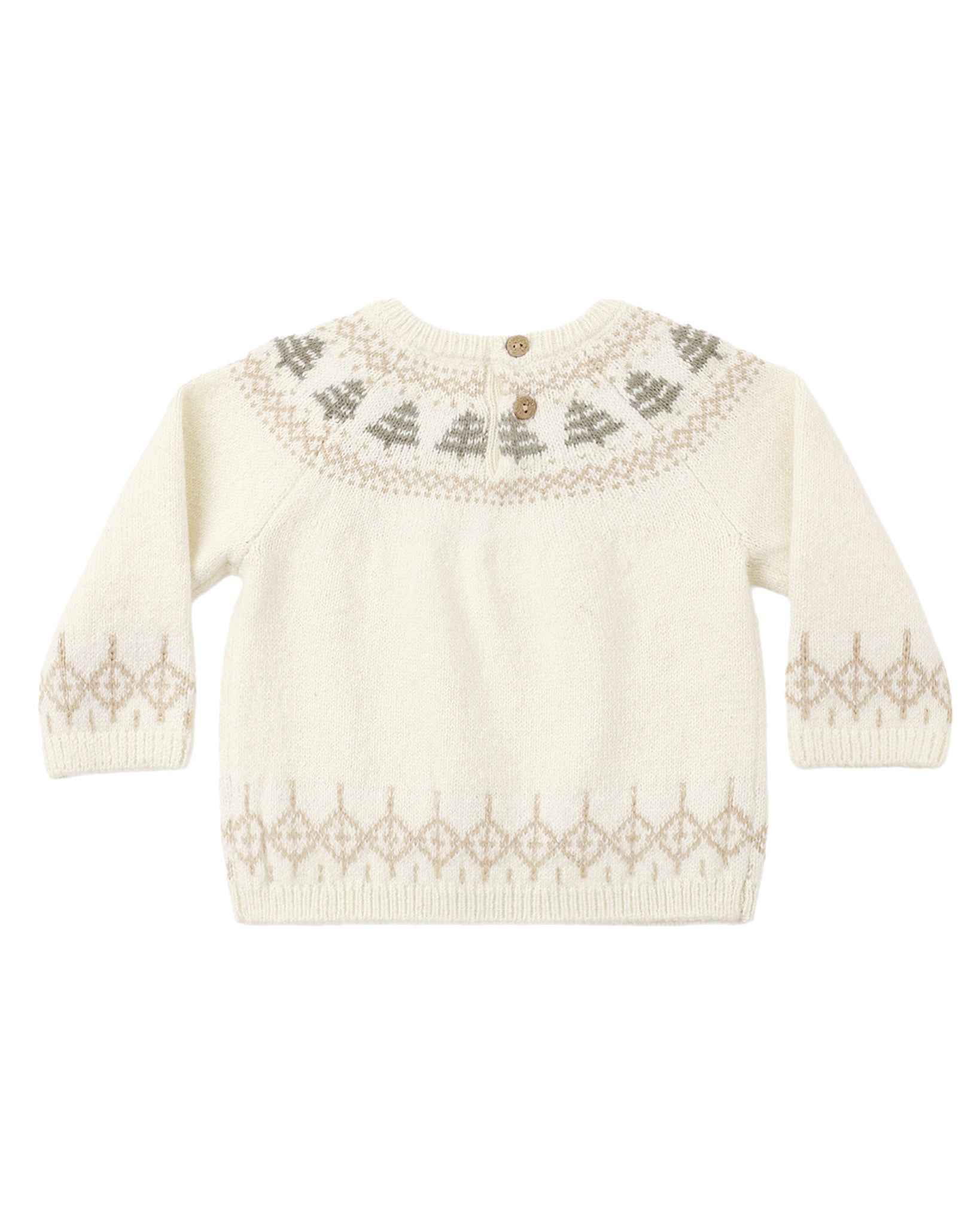 Quincy Mae Rex Sweater | Tree Fair Isle flat lay back side