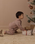 Rylee + Cru Baby Pajama Romper | Holiday Gingham Studio Model Baby