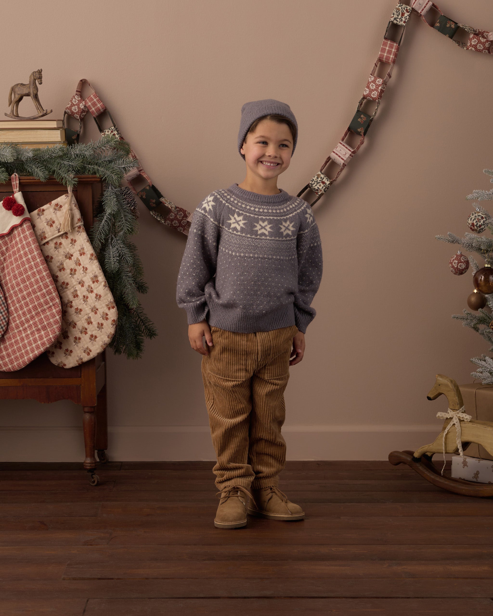 Rylee + Cru Boy's Fair Isle Sweater | Slate