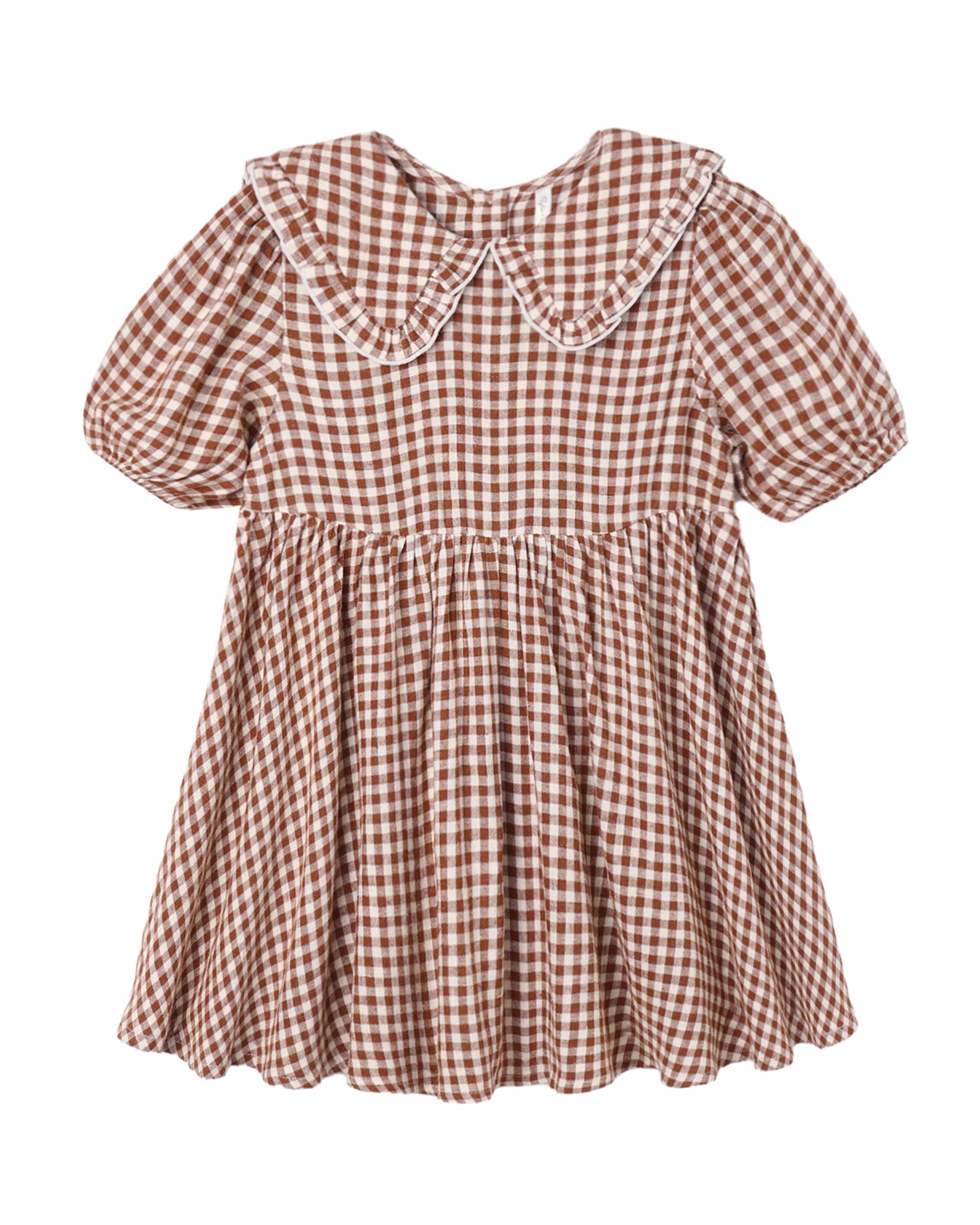 Rylee + Cru Camille Dress | Brick Check front flat lay