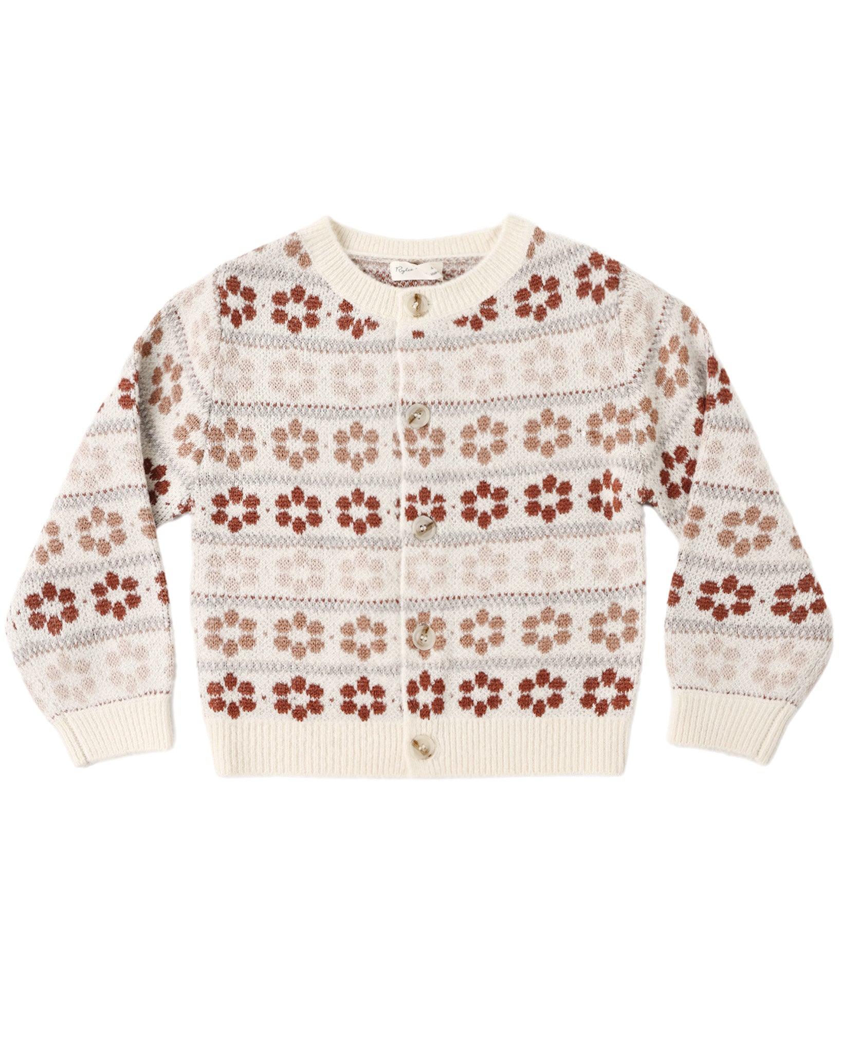 Rylee + Cru Cheyenne Cardigan | Flower Fair Isle front flat lay