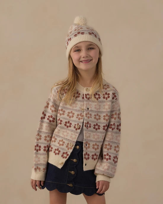 Rylee + Cru Cheyenne Cardigan | Flower Fair Isle model front