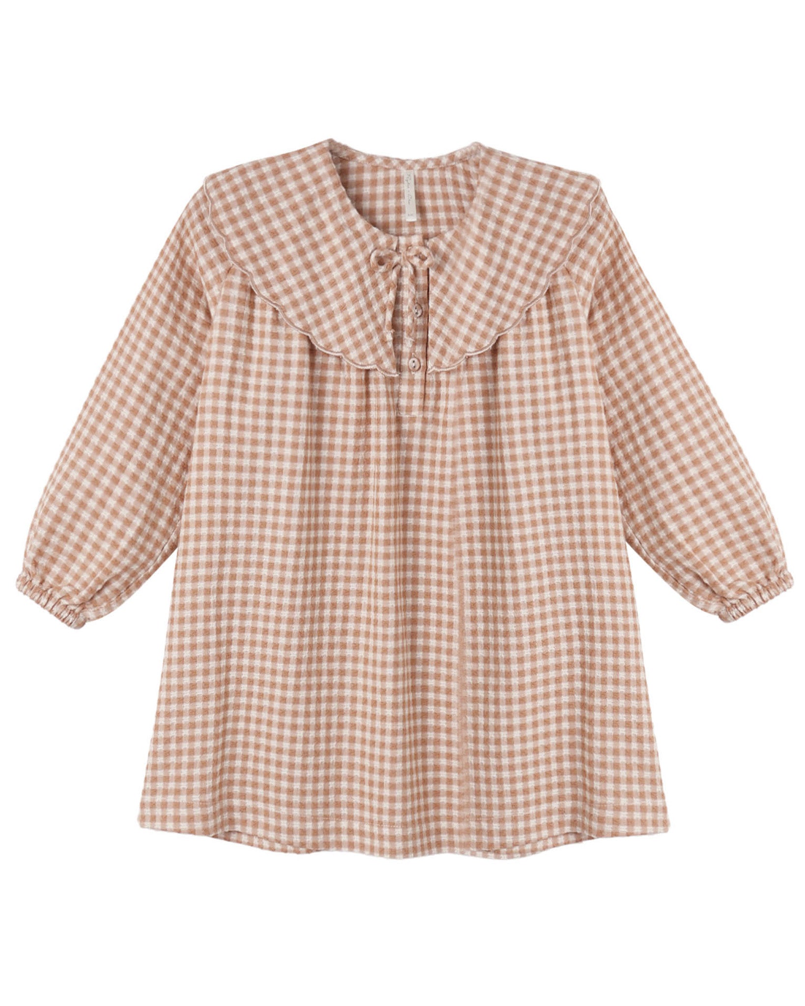 Rylee + Cru Collette Mini Dress | Fawn Gingham front flat lay