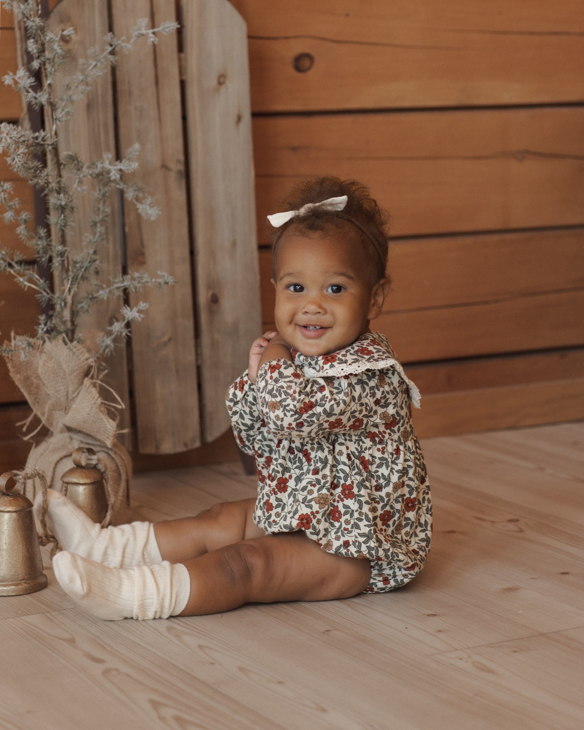 Rylee + Cru Fern Romper | Holiday Floral baby