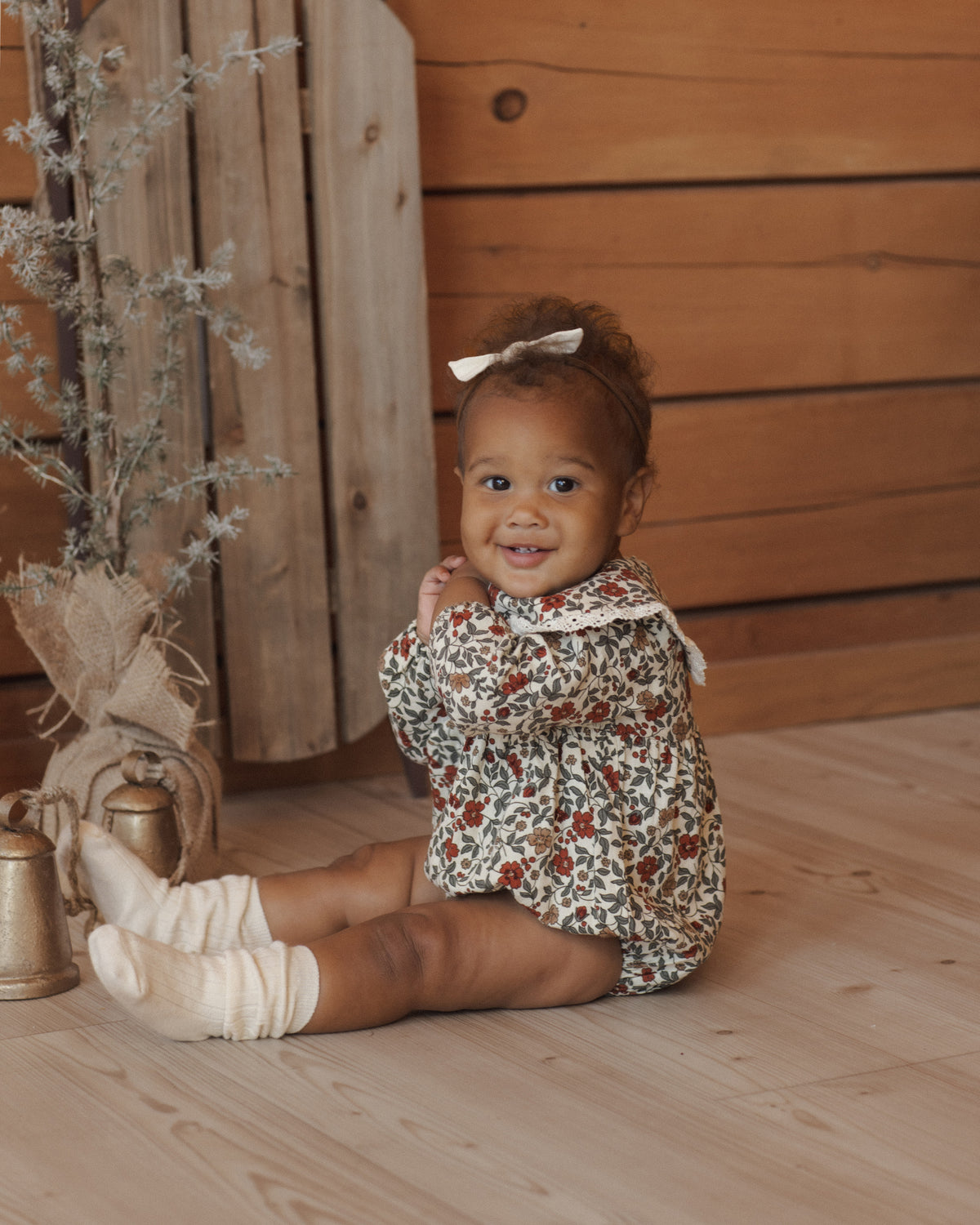 Rylee + Cru Fern Romper | Holiday Floral baby