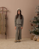 Rylee + Cru Girl's Cozy Rib Knit Set | Evergreen Full Length Model Studio Photo